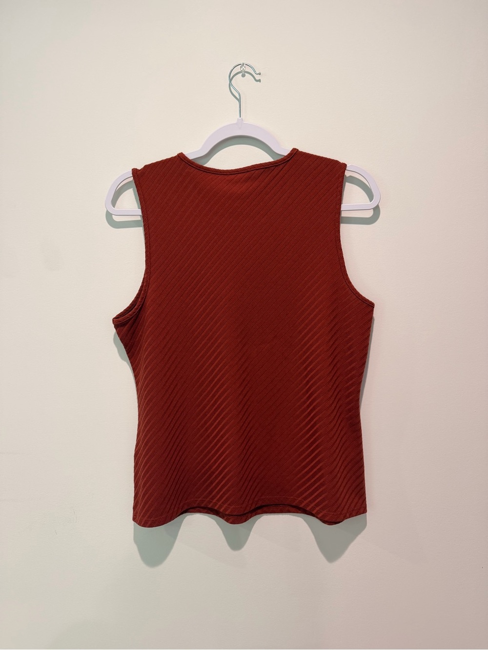 Halogen Ribbed Sleeveless Tank Top - Rust Red - Picture 2 of 3